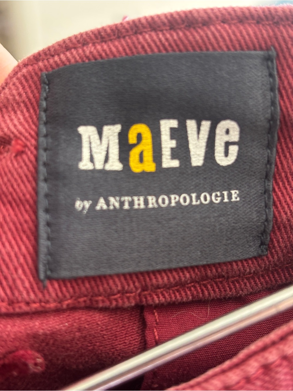 Anthropologie Maeve Wide Baggy High-Rise Button-Fly Pants in Burgundy Size 28 - Picture 8 of 11